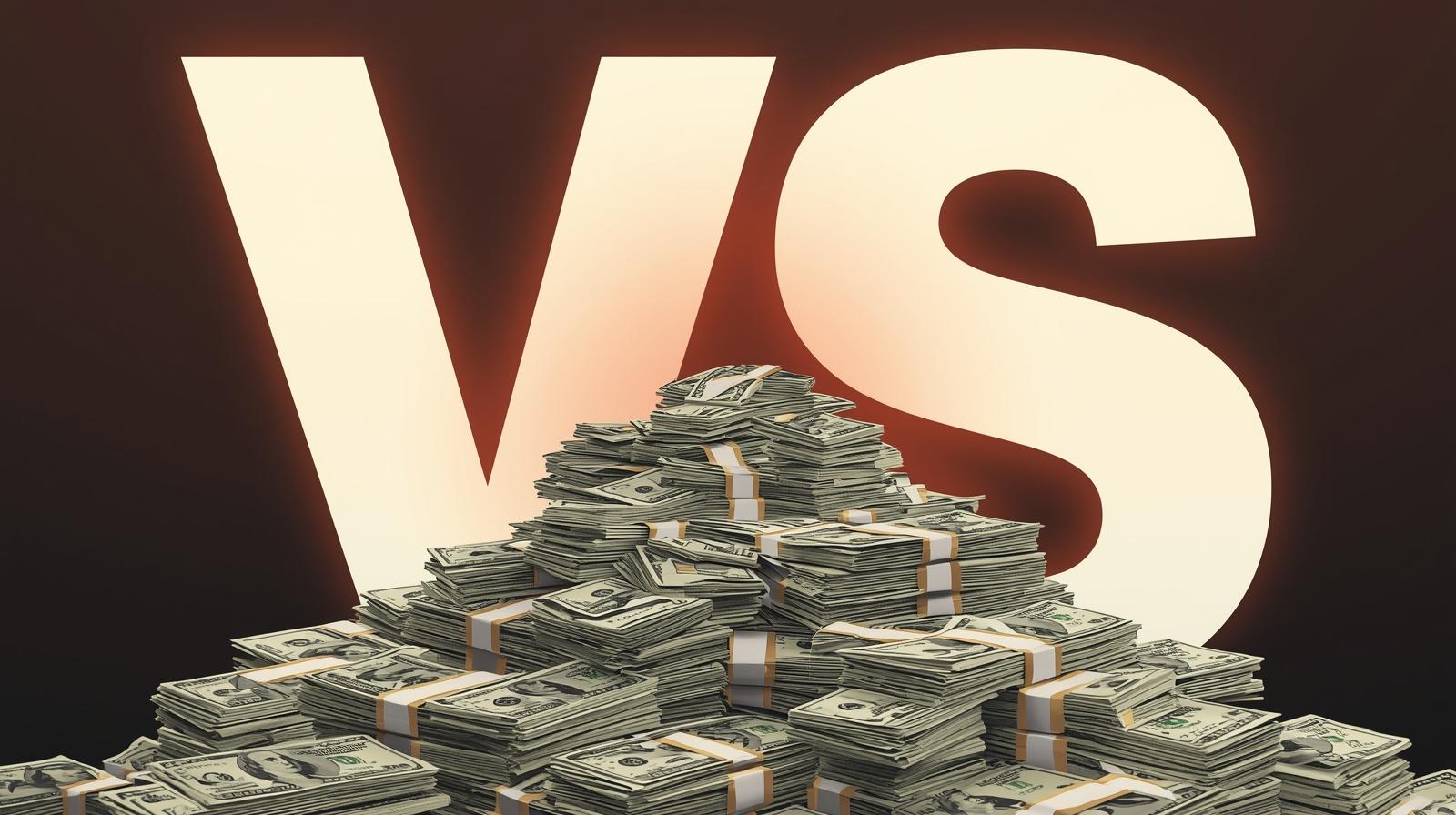 VS – use word and money 100s usd in background business line of credit vs merchant cash advance 1